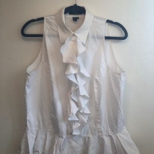 White Sleeveless Ruffled Blouse